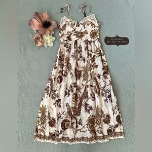 FARM Rio Tropical Landing Pink Lace Midi Dress size large